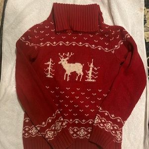 Ugly Christmas sweater w/embroidered reindeer